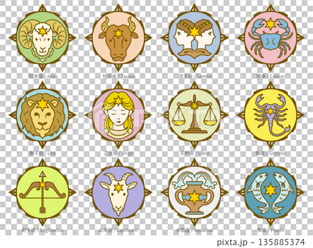 12星座イラスト(カラー) 12星座イラスト(カラー) 135885374