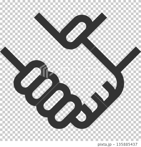 Handshake partnership collaboration icon (simple, line drawing, monochrome) Handshake partnership collaboration icon (simple, line drawing, monochrome) 135885437