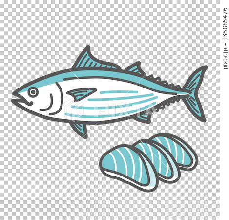 鰹魚和刺身（蛋白質成分/魚類）的插圖 135885476