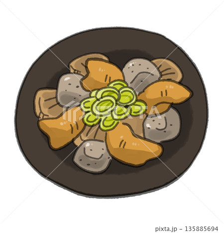 水彩画風のゆるいもつ煮込みのイラスト 135885694