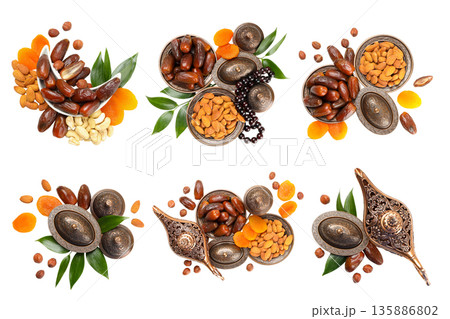 Set, Colorful arrangement of sweets and nuts for Ramadan, PNG Set, Colorful arrangement of sweets and nuts for Ramadan, PNG 135886802