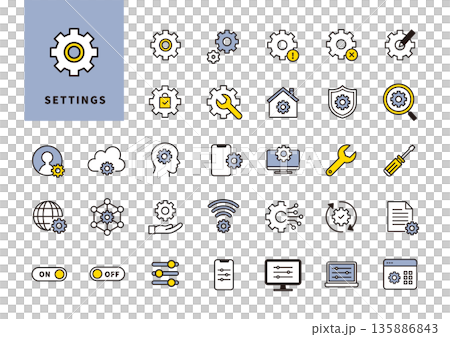 UI icon set (color) for settings and system management UI icon set (color) for settings and system management 135886843