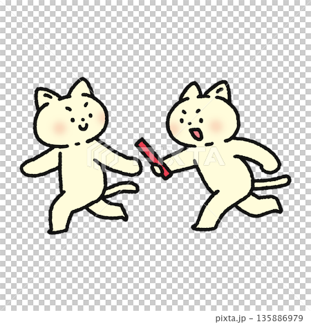 貓咪傳遞接力棒 貓咪傳遞接力棒 135886979