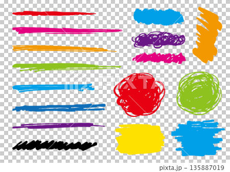 A set of colorful brush strokes and pen strokes A set of colorful brush strokes and pen strokes 135887019