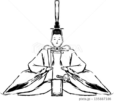 お内裏様の和風イラスト素材 135887186