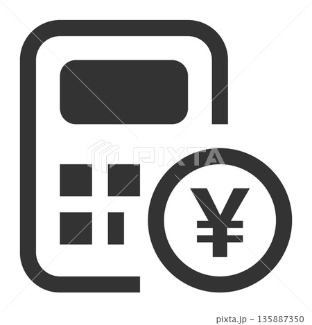 経理　電卓　アイコン（シンプル・線画・モノクロ） 135887350