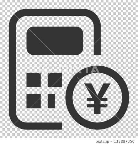 経理　電卓　アイコン（シンプル・線画・モノクロ） 135887350