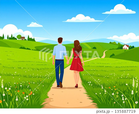 田舎道　シルエット 135887719