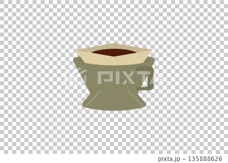 Coffee dripper with filter and beans Coffee dripper with filter and beans 135888626