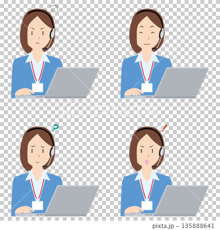Laptop and female call center staff ② Laptop and female call center staff ② 135888641