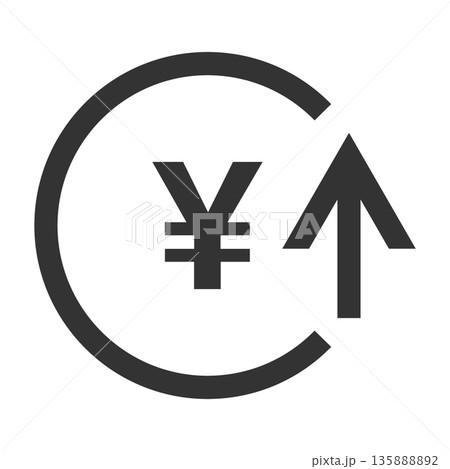お金　アップ　アイコン（シンプル・線画・モノクロ） 135888892