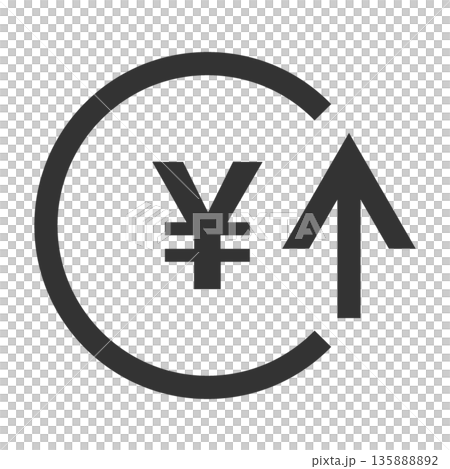 お金　アップ　アイコン（シンプル・線画・モノクロ） 135888892