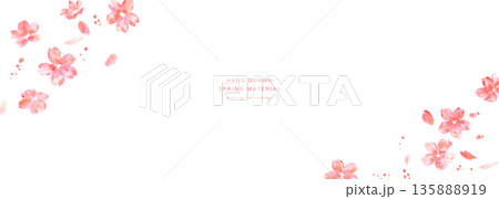 桜イラスト。水彩画で描いた桜の春背景。桜のベクターイラスト。春の桜フレーム。 桜イラスト。水彩画で描いた桜の春背景。桜のベクターイラスト。春の桜フレーム。 135888919