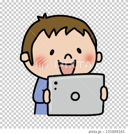 Child (boy) looking at tablet 135889161