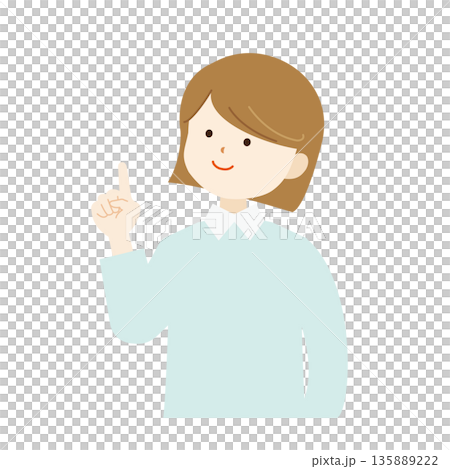 Illustration of a woman's upper body pointing up and looking diagonally upwards. Featured/Information Illustration of a woman's upper body pointing up and looking diagonally upwards. Featured/Information 135889222