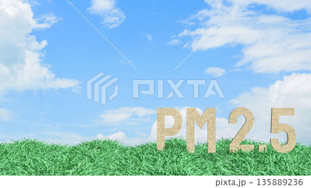 PM25 Air Pollution Level Concept in Green Grass Field 3d render. 135889236