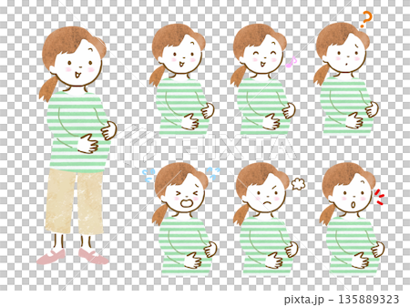 妊婦さんの表情セット 135889323