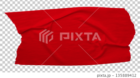 red crumpled torn tape isolated on transparent background. red crumpled torn tape isolated on transparent background. 135889412