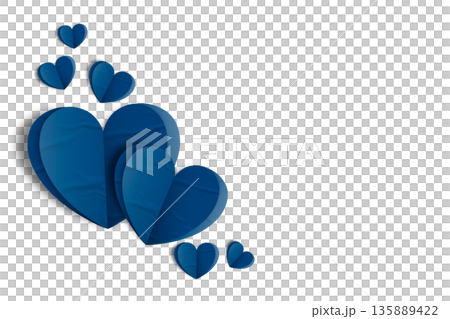 blue paper hearts crumpled isolated on transparent background. Valentine's day. blue paper hearts crumpled isolated on transparent background. Valentine's day. 135889422