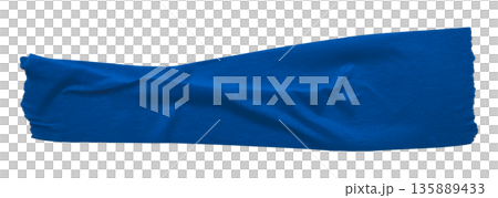 blue crumpled torn tape isolated on transparent background. 135889433