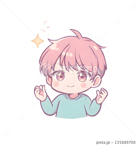 男の子(ステッカー風) 135889708