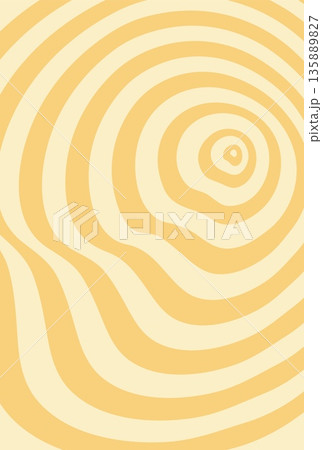 Psychedelic retro groovy hippie yellow pattern background. Seamless vector pattern of concentric circles on a light background with playful aesthetic for funky fashion or Y2K nostalgia 135889827