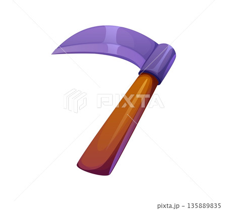 Cartoon number seven in the shape of scythe, agriculture typeface, farm font, harvest type, funny alphabet. Vector digit 7 farming tool abc character for kids education. Rustic countryside rural type Cartoon number seven in the shape of scythe, agriculture typeface, farm font, harvest type, funny alphabet. Vector digit 7 farming tool abc character for kids education. Rustic countryside rural type 135889835