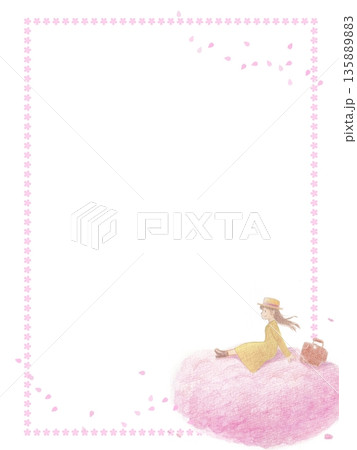 桜に乗った女の子のフレーム 135889883