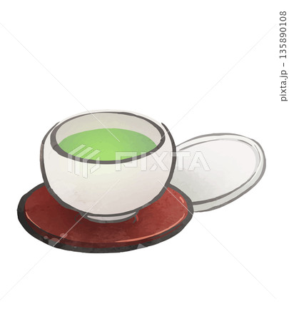 お茶 湯呑に入った日本茶のイラスト お茶 湯呑に入った日本茶のイラスト 135890108