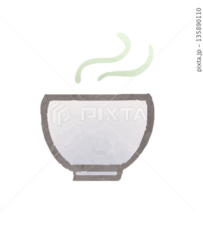 お茶　湯呑に入った日本茶のイラスト 135890110