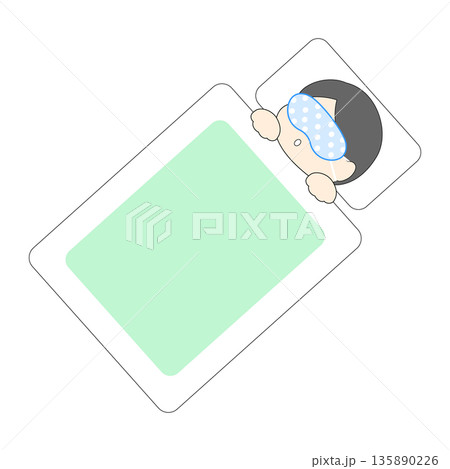 アイマスクを着けて眠る男性のイラスト 135890226