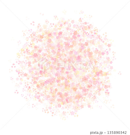 淡い桜の花が舞う背景・丸 135890342