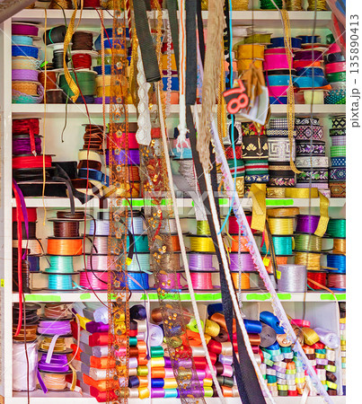 Decorative ribbons for gift packaging Decorative ribbons for gift packaging 135890413