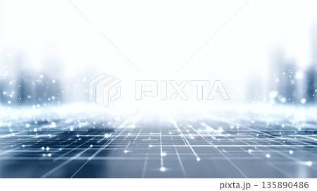 デジタルイメージの白い光とグリッド線の背景 デジタルイメージの白い光とグリッド線の背景 135890486