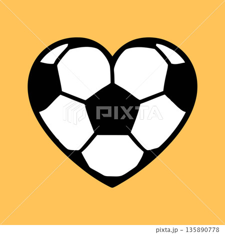 Heart-Shaped Soccer Ball Cartoon Illustration 135890778