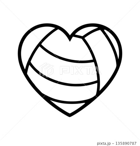 Heart-Shaped Volleyball Cartoon Illustration 135890787