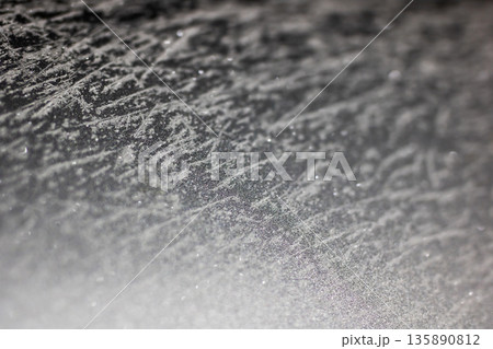 Frosty icy scene, Sparkling frost on surface, Delicate crystalline frost with subtle glow 135890812
