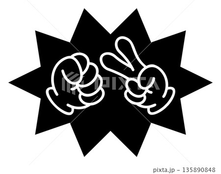 じゃんけんで勝負するイメージイラスト じゃんけんで勝負するイメージイラスト 135890848