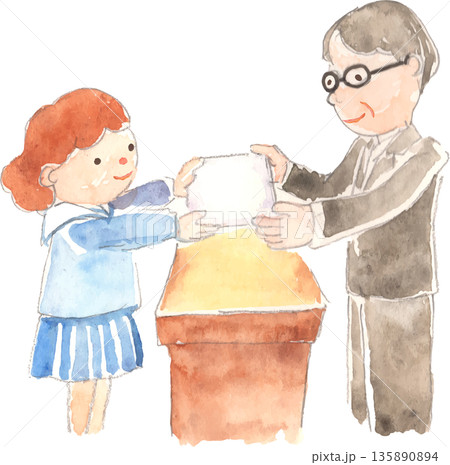 卒園証書授与式のイラスト ベクター 卒園証書授与式のイラスト ベクター 135890894
