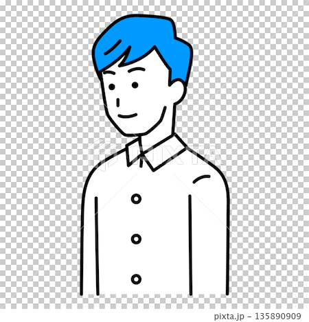 まっすぐ前を向いている若い男性 まっすぐ前を向いている若い男性 135890909