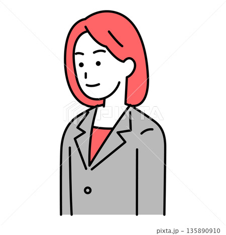 まっすぐ前を向いているスーツの女性 まっすぐ前を向いているスーツの女性 135890910