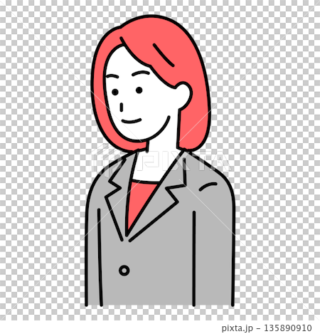 まっすぐ前を向いているスーツの女性 まっすぐ前を向いているスーツの女性 135890910