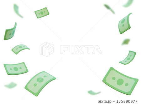 3D flying money banknotes falling in the air...のイラスト素材 [135890977] - PIXTA