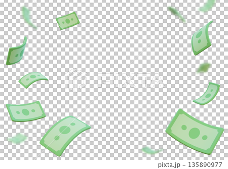 3D flying money banknotes falling in the air...のイラスト素材 [135890977] - PIXTA