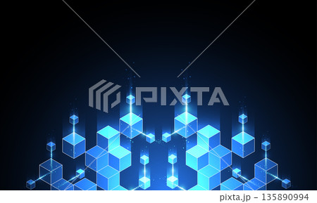 Abstract blockchain digital technology concept. Big data design. Vector illustration 135890994