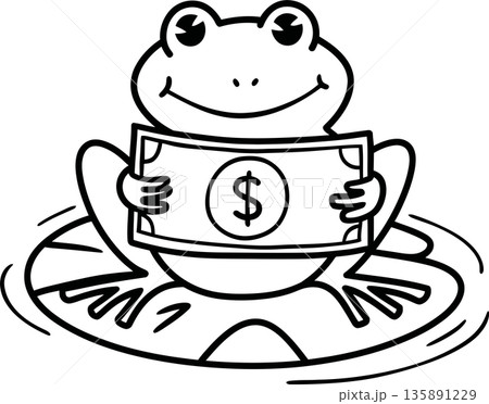 Money Frog on Lily Pad Cartoon 135891229