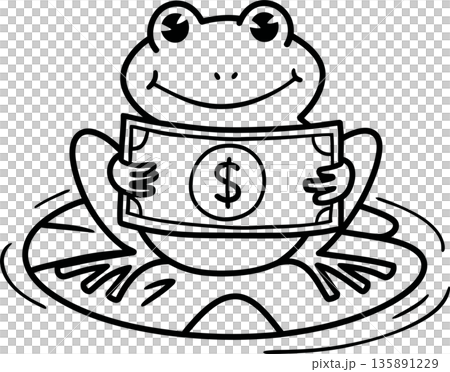 Money Frog on Lily Pad Cartoon 135891229