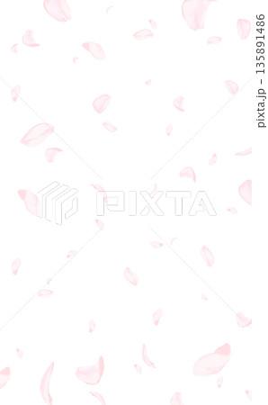 桜_手描き_桜吹雪_背景なし_縦 桜_手描き_桜吹雪_背景なし_縦 135891486