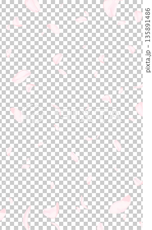桜_手描き_桜吹雪_背景なし_縦 桜_手描き_桜吹雪_背景なし_縦 135891486