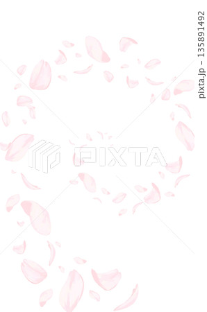 桜_手描き_渦を巻いて舞い上がる花びら_縦 桜_手描き_渦を巻いて舞い上がる花びら_縦 135891492